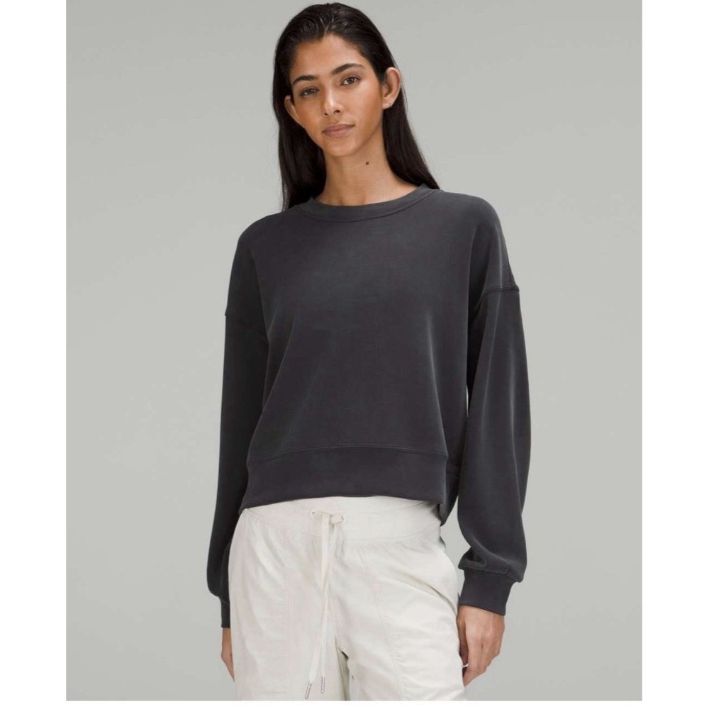Lululemon Softstreme Perfectly Oversized Cropped Crew Black Size 4 Excellent